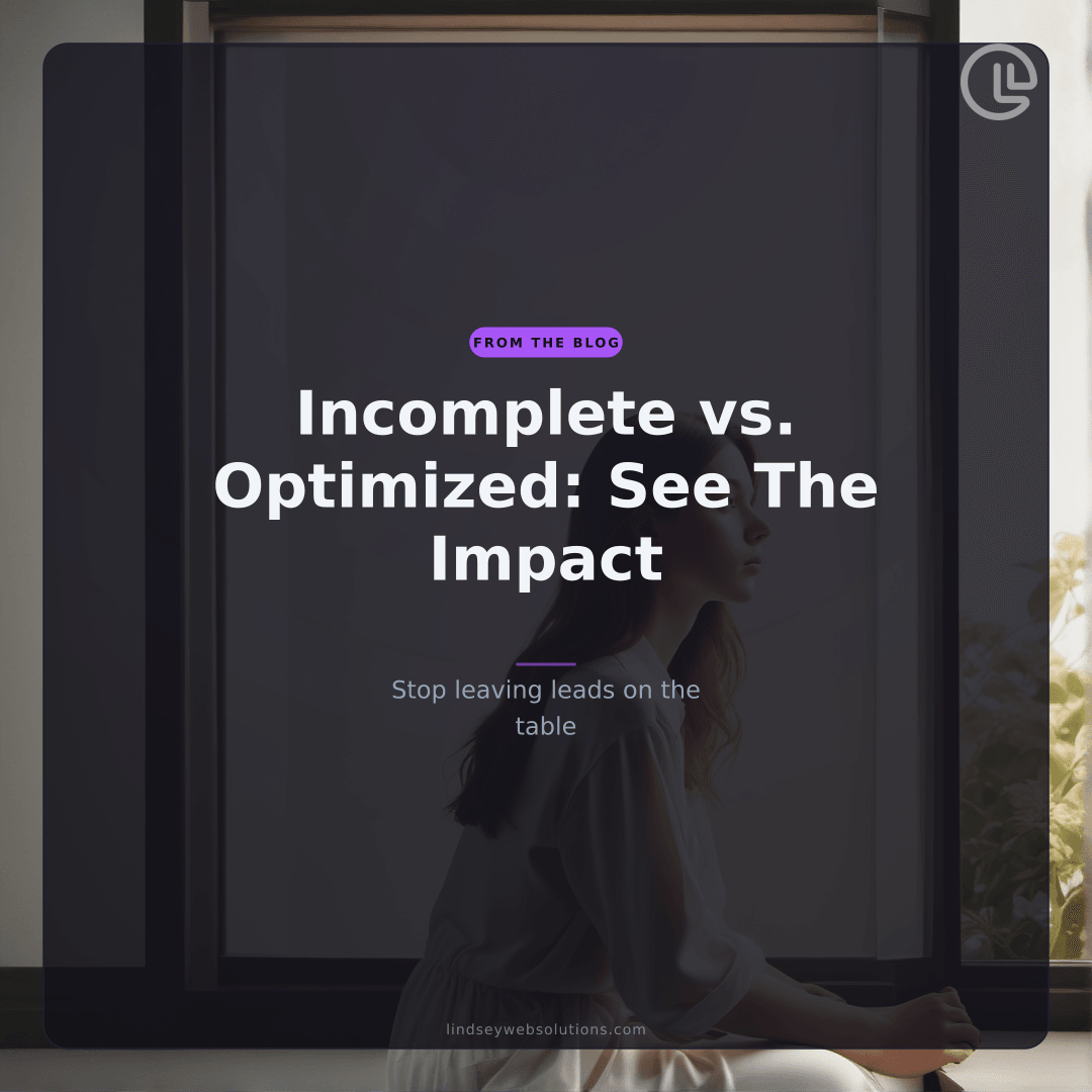 Before and after comparison of an incomplete Google Business Profile versus a fully optimized listing with photos, reviews, and complete information